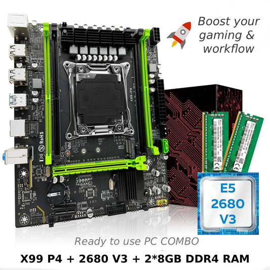 PC COMBO: Motherboard X99 + CPU Xeon E5 2680 v3 + 16GB DDR4 RAM. Intel LGA2011-3